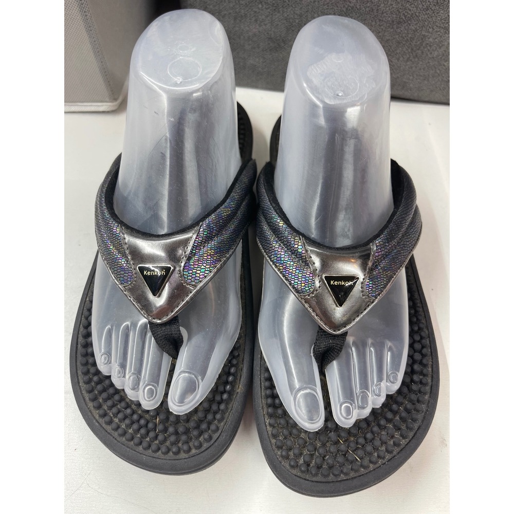 Kenkoh Massage Sandals Iridescent Metallic Reflexology Flip Flops Womens 9 40